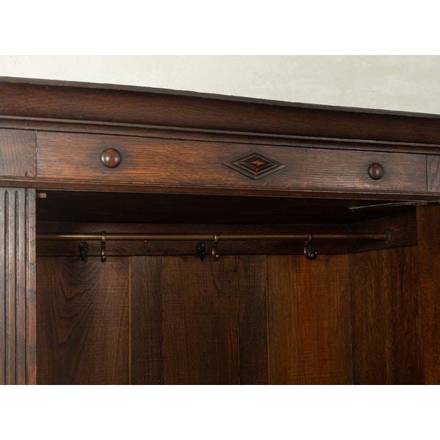 Wood Antique Oak Cabinet with Coffered Paneling, 1900 For Sale - Image 7 of 8