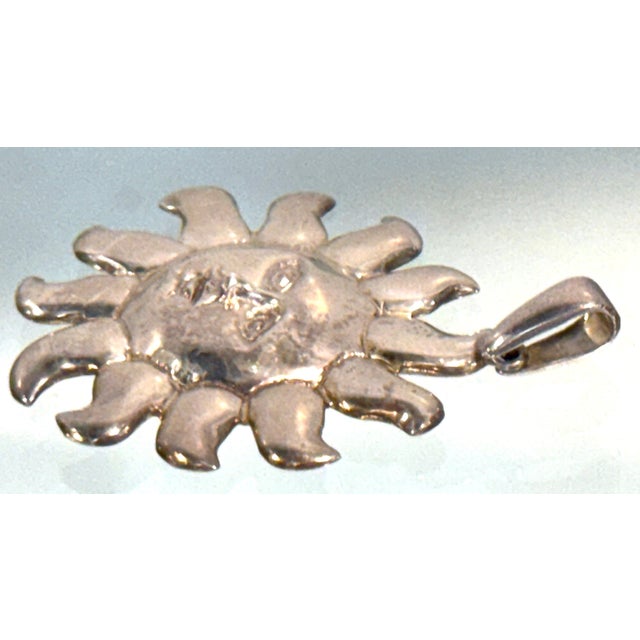 Attributed to Sergio Bustamante, Mexican Sterling Silver Sun Face Pendant, 1990s For Sale - Image 16 of 18