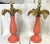 Metal Vintage Goldtone and Coral Grand Palm Tree Lamps- a Pair For Sale - Image 7 of 12