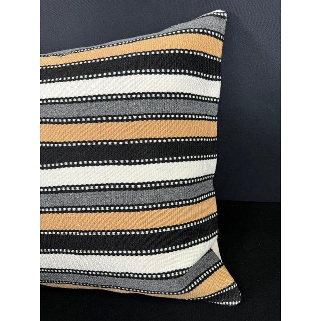 Contemporary Turkish Hemp Pillow Cushion Natural Beige Black Cushion Cover 20"x20" For Sale - Image 3 of 4