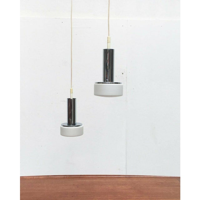 Mid-Century Space Age German Model P105 Glass and Chrome Pendant Lamps from Staff, 1960s, Set of 2 For Sale - Image 18 of 18