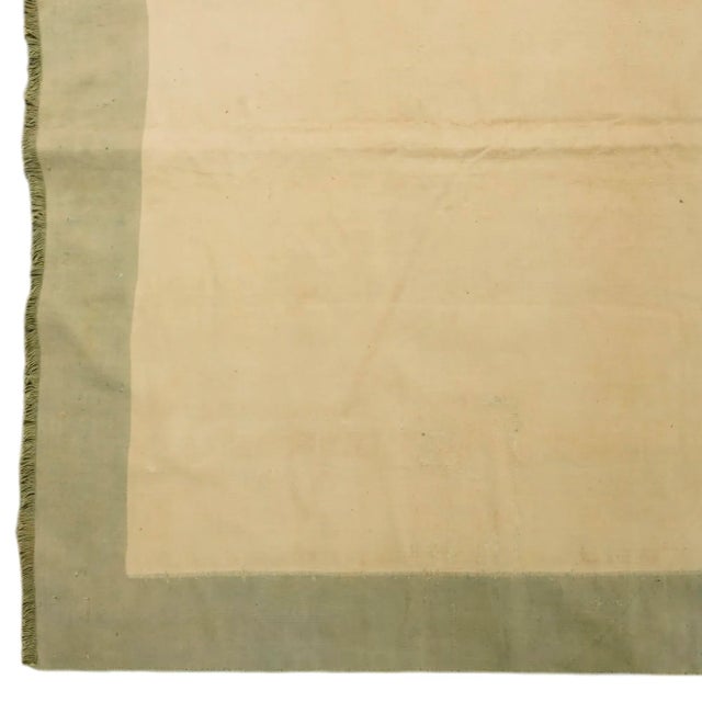 Rug & Kilim Vintage Dhurrie Rug in Beige and Green With Medallion | Rug & Kilim For Sale - Image 4 of 5