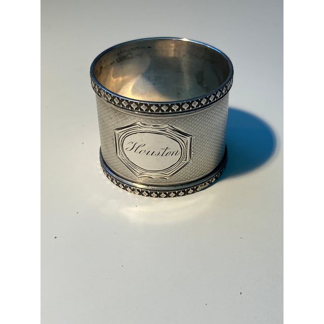 Metal Vintage Coin Silver Engine Turned Napkin Ring, Early 1900s For Sale - Image 7 of 7