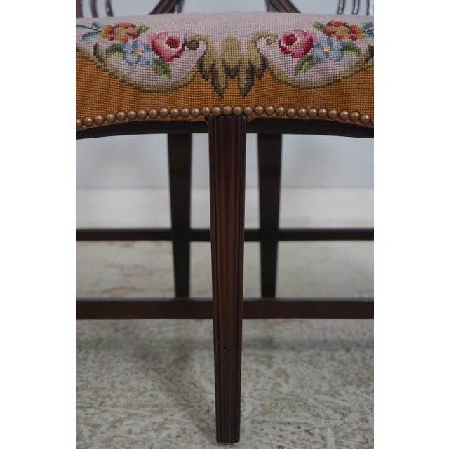 Vintage Mahogany Double Chair Back Settee W. Needlepoint Upholstery For Sale - Image 10 of 18