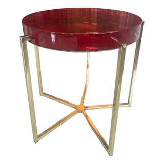 Holly Hunt Custom Lens Side Table in Rose Resin by McCollin Bryan For Sale