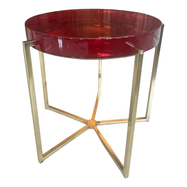 Holly Hunt Custom Lens Side Table in Rose Resin by McCollin Bryan For Sale