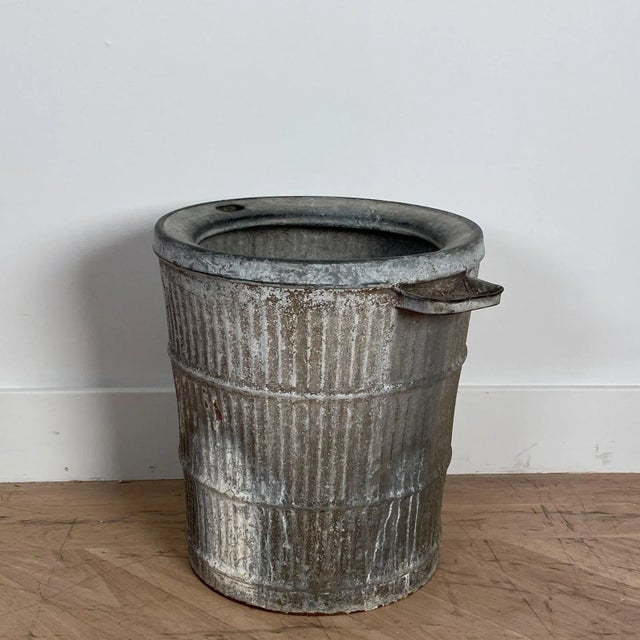 Early 20th Century Large Antique Rustic Zinc Bucket For Sale - Image 5 of 6
