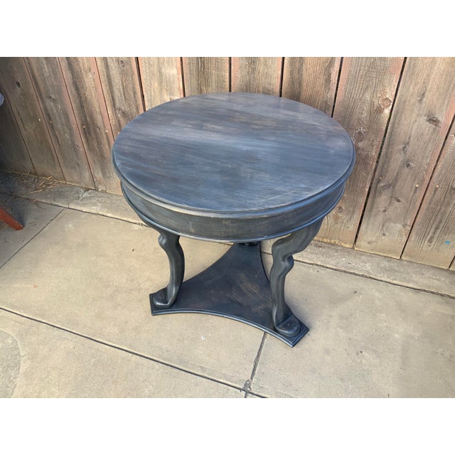 Shabby Chic Round End Table With Finish For Sale - Image 4 of 7