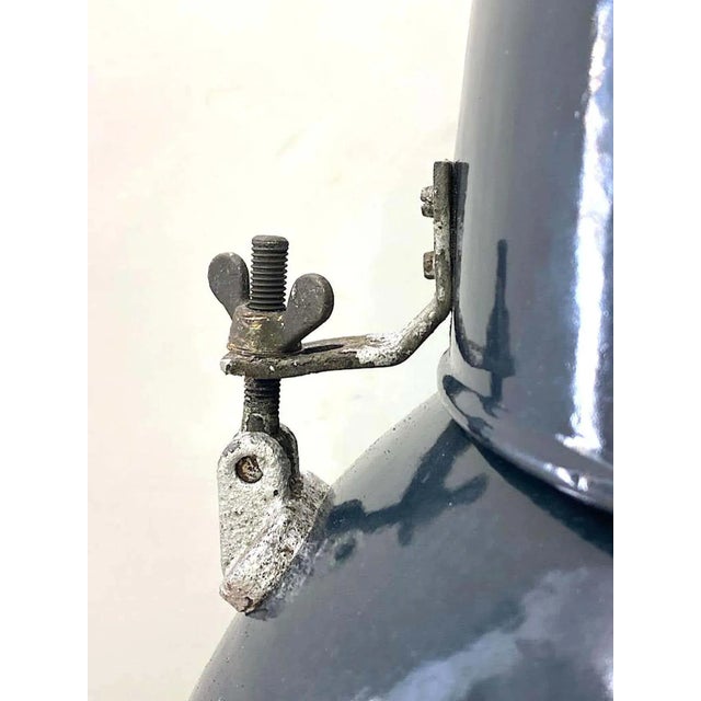 1940s Italian Blue Enamel Large Industrial Factory / Warehouse Lantern For Sale - Image 11 of 13