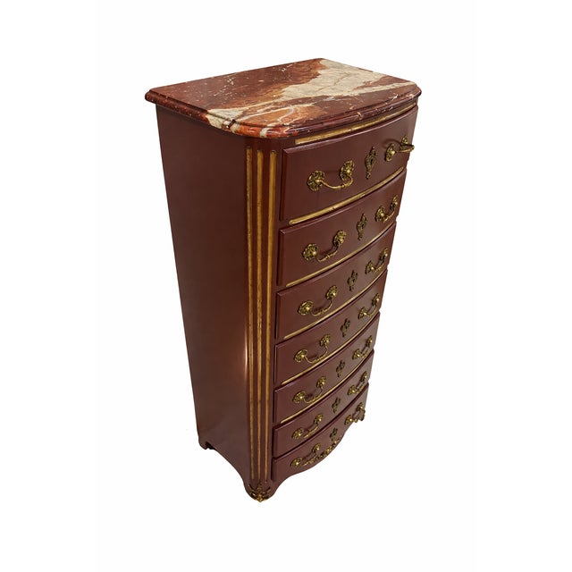 French Early 20th Century French Louis XV Style Semainier With Marble Top and Bronze Hardware For Sale - Image 3 of 3