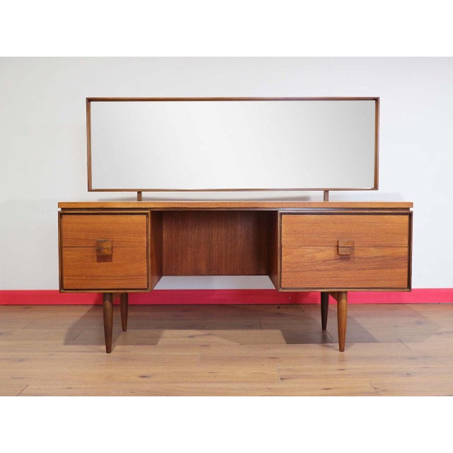 Brown Mid Century Modern Vintage Dresser Vanity Desk Danish Kofod Larsen G Plan Danish Style For Sale - Image 8 of 14