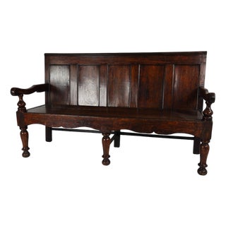 Georgian Oak Settle Bench, 1790s For Sale
