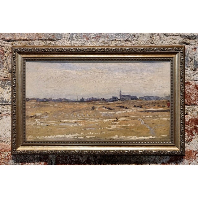 Max Gundlach -1904 View of Indian Hill & Roger Park in Chicago-Oil painting American Impressionist - Oil painting on board...