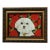 Contemporary Maltese With Red Roses Small Dog Print by Judy Henn Tabletop Frame For Sale