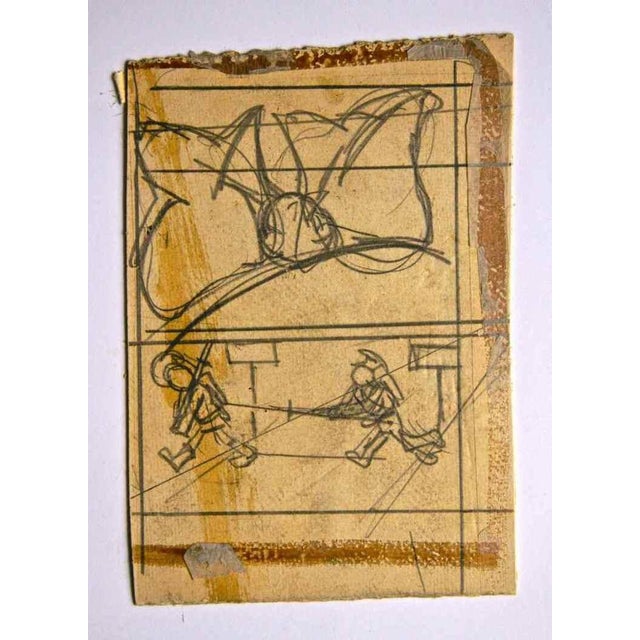 Pencil drawing on cardboard. Not signed. Signs of time but no structural defects. This piece is attributed to the...