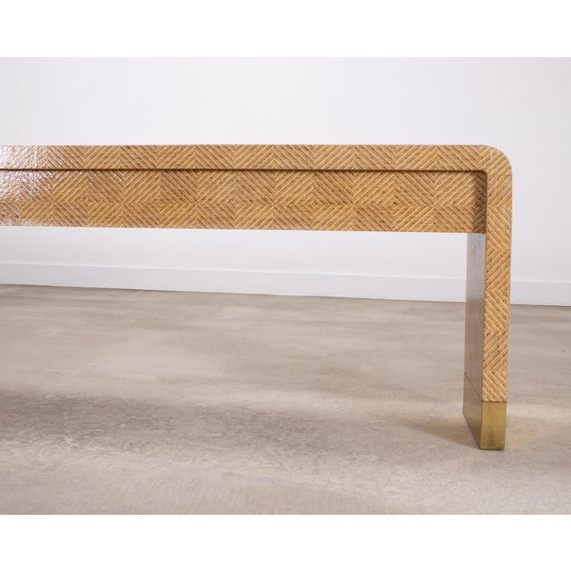 Karl Springer Style Organic Grasscloth Waterfall Console 10 Ft For Sale - Image 12 of 18