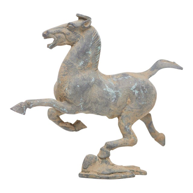 Lawrence & Scott Verdigris Bronze Galloping Horse on Flying Swallow