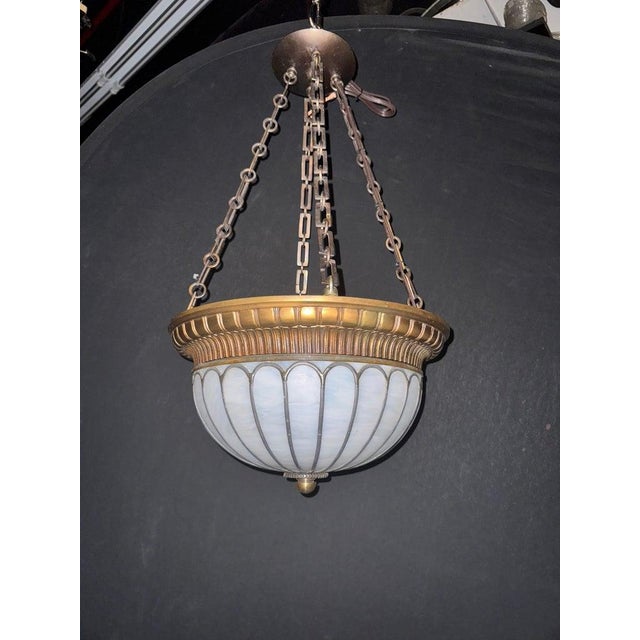1900 - 1909 1900 Caldwell Leaded Glass Light Fixture For Sale - Image 5 of 5