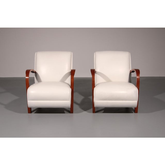 Ivory Vintage Art Deco Lounge Chairs in White Leather, 1950s, Set of 2 For Sale - Image 8 of 14