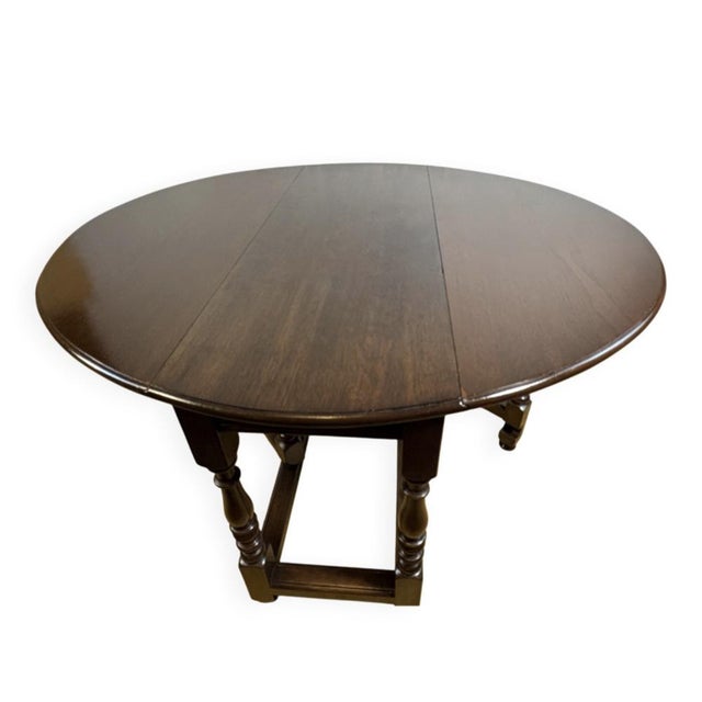 Jacobean Revival Oak Gate Leg Drop Leaf Table, 1900s For Sale - Image 12 of 12