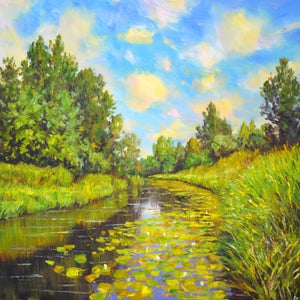 Summer. Water Lilies.Original Contemporary Painting by Iryna Kastsova