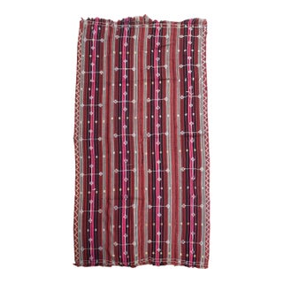1970s Vintage Handmade Wool Cotton Red Kilim Runner Rug For Sale