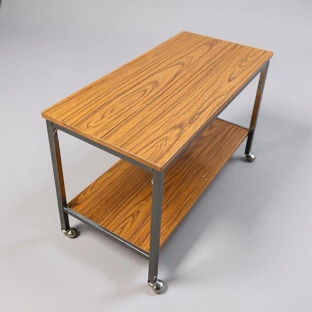 Mid-Century Walnut and Chrome Bar Cart For Sale - Image 12 of 13