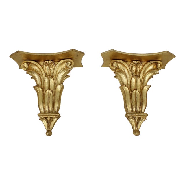 Pair Gold Gilt Italian Wall Shelves For Sale