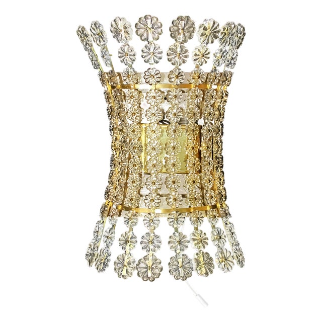 Mid-Century Wall Light in Crystal Glass & Brass attributed to Emil Karl Stejnar, 1950s For Sale