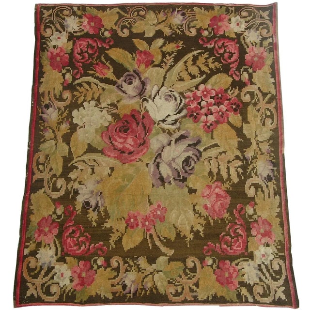 Mid 18th Century Antique Bessarabian Floral Rug For Sale - Image 9 of 9