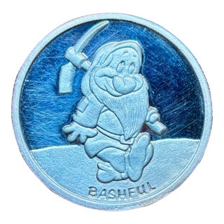 Walt Disney’s Snow White 50th Anniversary Commemorative Coin, Featuring Bashful, Made of Silver, Limited Edition For Sale
