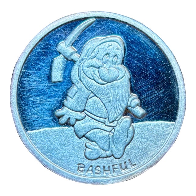 Walt Disney’s Snow White 50th Anniversary Commemorative Coin, Featuring Bashful, Made of Silver, Limited Edition For Sale