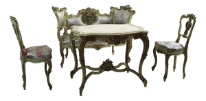 Venetian Art Nouveau Table, Settee & Chairs, Set of 4