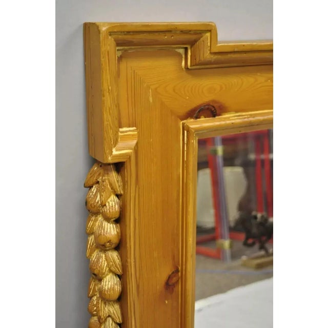 French Country Vintage Italian Baroque Style Carved Knotty Pine Wood Country French Wall Mirror For Sale - Image 3 of 9