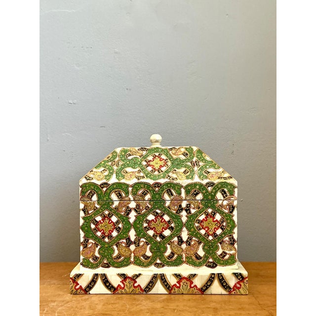 Wood Vintage Inlay Stone Box For Sale - Image 7 of 12