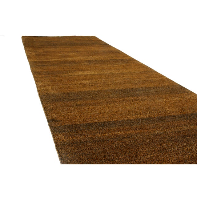 Rug & Kilim Rug & Kilim's Contemporary Nepalese Black and Yellow Wool and Silk Runner For Sale - Image 4 of 7