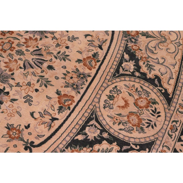 Elegant Medallion 1990's Pak-Persian Black/Tan Wool Rug - 9'0'' X 12'7'' For Sale - Image 4 of 9