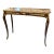 French Rococo Console Table – Dark Brown Finish With Marble Top & Gold Leaf Details For Sale