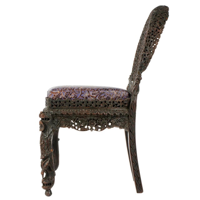 English 19th Century Anglo-Indian Reticulated Carved Chair For Sale - Image 3 of 9