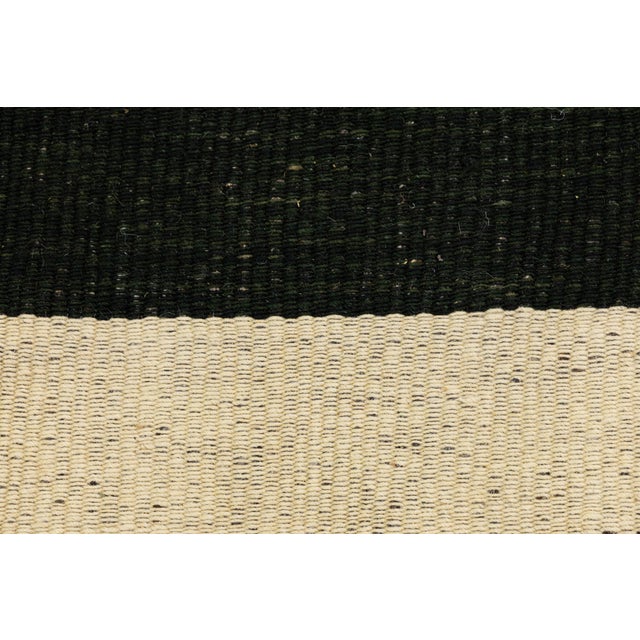 Minimalist Two-Tone Contemporary Kilim Style Wool Rug 9x13 For Sale - Image 10 of 11