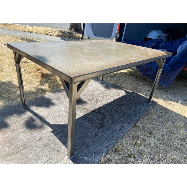 Modern Contemporary Steel Kitchen Table For Sale - Image 4 of 12