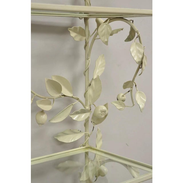 Cream Mid 20th Century Vintage Italian Hollywood Regency Iron Tole Metal Fruit Vine Wall Hanging Shelf For Sale - Image 8 of 12