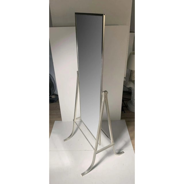 Silver Vintage Mid-20th Century Aluminum Extrusion Dressing Mirror For Sale - Image 8 of 9