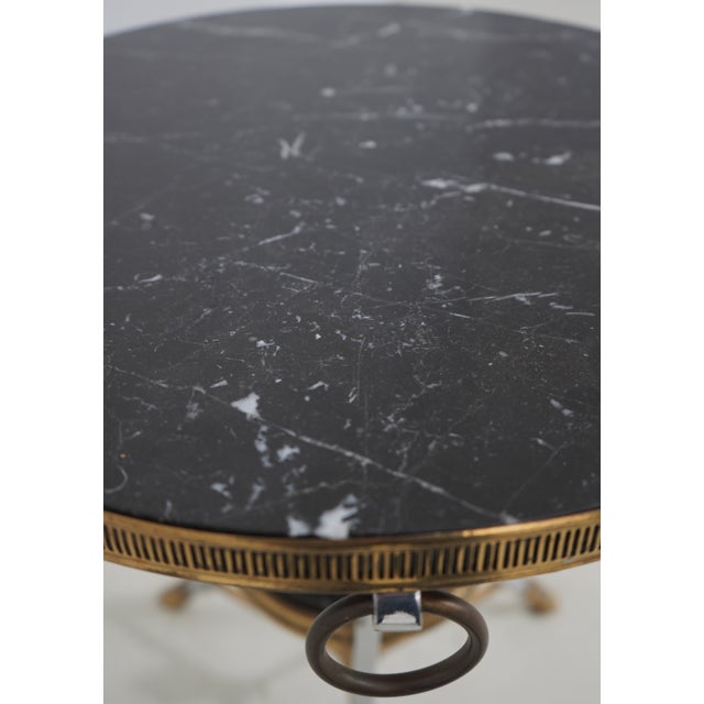 Regency Style Steel & Brass Marble Top Occasional Table For Sale - Image 12 of 13