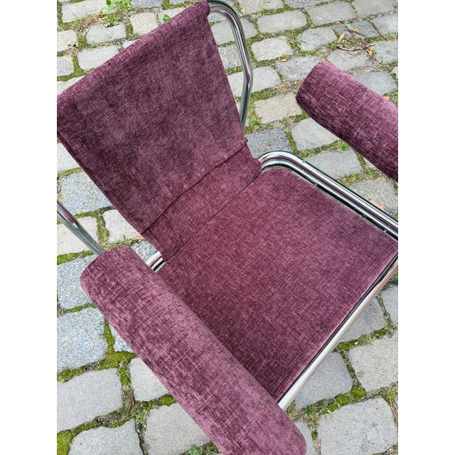 Halina Armchair in Purple Upholstered and Chrome Finish by Hellerau For Sale - Image 3 of 11