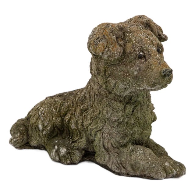 Vintage Reconstituted Stone Dog Terrier, English Mid 20th C. For Sale