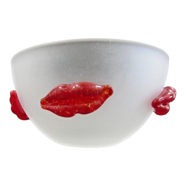 Borowski Satin Finish Lips Studio Glass Bowl Signed to Base For Sale