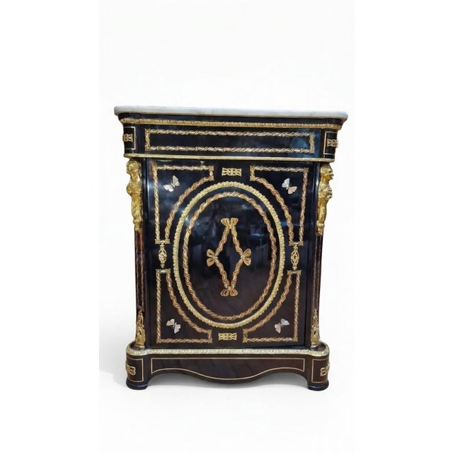 Napoleon III Dresser in Black Wood and White Marble For Sale - Image 15 of 15