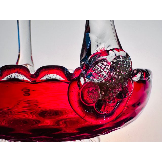Handmade Candy Dish in Ruby ​​Glass, Italy, 1960s For Sale - Image 6 of 12