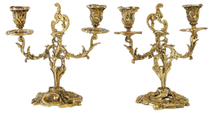 Napoleon III 19th Century Bronze Candlesticks, Set of 2